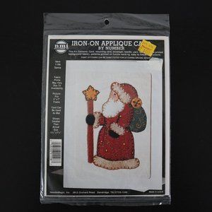 Vintage NMI NeedleMagic Kit - Santa Iron On Applique Card By Number Item 1198